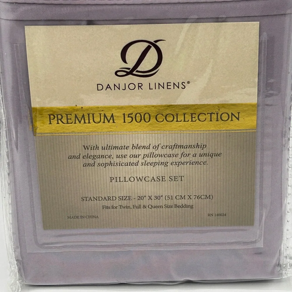 Danjor Linens Premium‎ 1500 Collection Standard Pillowcase Set Lavender NEW